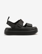 smallawan Sandale Negre pe Platformă Decorate cu Două Curele Sovoiti