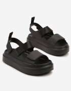 smallawan Sandale Negre pe Platformă Decorate cu Două Curele Sovoiti