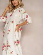 smiling fairy Rochie tip cămașă din bumbac cu nasturi gri deschisă Nuramla