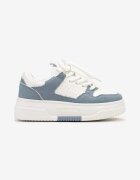  Sneakers Alb-Albastru cu Platformă Legate cu Șireturi Late Viletra
