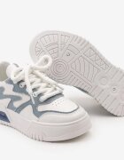  Sneakers Alb-Albastru cu șireturi largi decorate cu reliefuri și inserție lângă talpă Ulares
