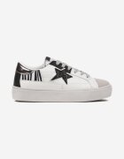  Sneakers Alb-Gri pe platformă joasă cu ornamente cu sclipici Felaven