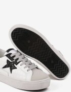  Sneakers Alb-Gri pe platformă joasă cu ornamente cu sclipici Felaven