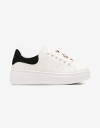  Sneakers Alb-Negru cu Platformă și Inserție Metalică Grevaja