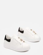  Sneakers Alb-Negru cu Platformă și Inserție Metalică Grevaja