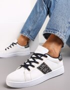  Sneakers Alb-Negru Cu șireturi Cu inserții Danthe