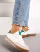  Sneakers Alb-Verde în Stilul Tenisilor Iconici cu Talpă de Cauciuc Poseiama