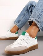  Sneakers Alb-Verde în Stilul Tenisilor Iconici cu Talpă de Cauciuc Poseiama