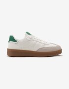  Sneakers Alb-Verde în Stilul Tenisilor Iconici cu Talpă de Cauciuc Poseiama