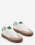 Sneakers Alb-Verde în Stilul Tenisilor Iconici cu Talpă de Cauciuc Poseiama