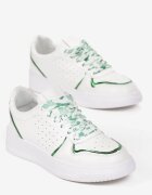 Sneakers Alb-Verzi cu Șireturi Colorate și Inserții Metalice Lania