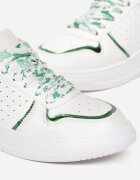  Sneakers Alb-Verzi cu Șireturi Colorate și Inserții Metalice Lania