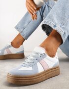  Sneakers Albastru-Alb pe talpă groasă cu cusături decorative Ysdole