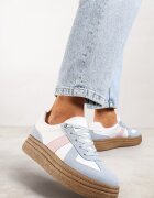  Sneakers Albastru-Alb pe talpă groasă cu cusături decorative Ysdole