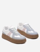 Sneakers Albastru-Alb pe talpă groasă cu cusături decorative Ysdole