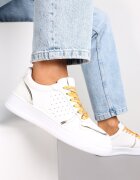  Sneakers Albe-Aurii cu Șireturi Colorate și Inserții Metalice Lania