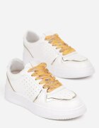  Sneakers Albe-Aurii cu Șireturi Colorate și Inserții Metalice Lania