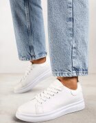  Sneakers albe legate cu talpă plată cu inserție la modă Zanelih