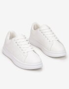  Sneakers albe legate cu talpă plată cu inserție la modă Zanelih