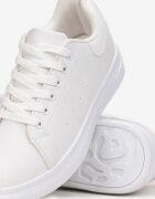  Sneakers albe legate cu talpă plată cu inserție la modă Zanelih