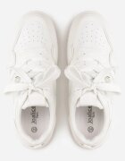  Sneakers Albi pe Platformă Joasă cu Pandantiv și Șireturi Decorative Salam