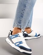  Sneakers albi și bleumarin cu șireturi cu numeroase inserții din piele ecologică Gwendias