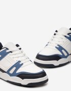  Sneakers albi și bleumarin cu șireturi cu numeroase inserții din piele ecologică Gwendias