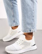  Sneakers Argintii decorați cu plasă și sclipici și cu plasă pe talpă groasă Celandria