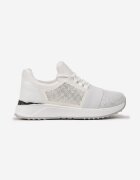  Sneakers Argintii decorați cu plasă și sclipici și cu plasă pe talpă groasă Celandria