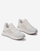  Sneakers Argintii decorați cu plasă și sclipici și cu plasă pe talpă groasă Celandria