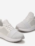  Sneakers Argintii decorați cu plasă și sclipici și cu plasă pe talpă groasă Celandria