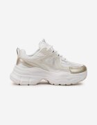  Sneakers Aurii cu plasă și inserții din piele ecologică pe talpă groasă Anirele
