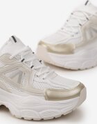  Sneakers Aurii cu plasă și inserții din piele ecologică pe talpă groasă Anirele