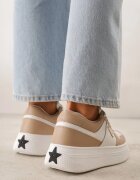  Sneakers Bej-Alb Vices pe Platformă cu Perforații și Aplicație Geometrică Vilvesia
