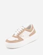  Sneakers Bej-Alb Vices pe Platformă cu Perforații și Aplicație Geometrică Vilvesia