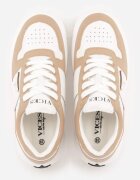  Sneakers Bej-Alb Vices pe Platformă cu Perforații și Aplicație Geometrică Vilvesia
