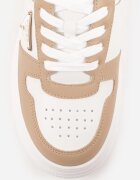  Sneakers Bej-Alb Vices pe Platformă cu Perforații și Aplicație Geometrică Vilvesia