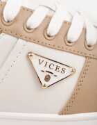  Sneakers Bej-Alb Vices pe Platformă cu Perforații și Aplicație Geometrică Vilvesia