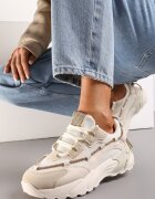  Sneakers bej cu șiret decorativ cu zirconii Saerina
