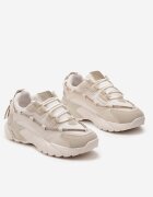  Sneakers bej cu șiret decorativ cu zirconii Saerina