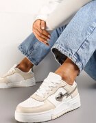  Sneakers bej cu șireturi cu talpă groasă cu aplicații cu sclipici Anaieli