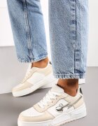  Sneakers bej cu șireturi cu talpă groasă cu aplicații cu sclipici Anaieli