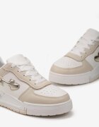  Sneakers bej cu șireturi cu talpă groasă cu aplicații cu sclipici Anaieli