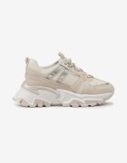 Sneakers bej cu șireturi cu talpă groasă cu inserții și sclipici Widgeta