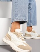  Sneakers bej din piele ecologică cu șireturi și aplicații decorative Ocellia