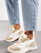  Sneakers bej din piele ecologică cu șireturi și aplicații decorative Ocellia