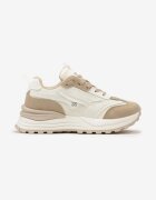  Sneakers bej din piele ecologică cu șireturi și aplicații decorative Ocellia
