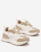  Sneakers bej din piele ecologică cu șireturi și aplicații decorative Ocellia