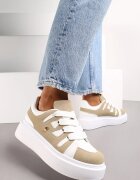  Sneakers Bej închis cu platformă cu șireturi late Aklilu
