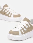  Sneakers Bej închis cu platformă cu șireturi late Aklilu